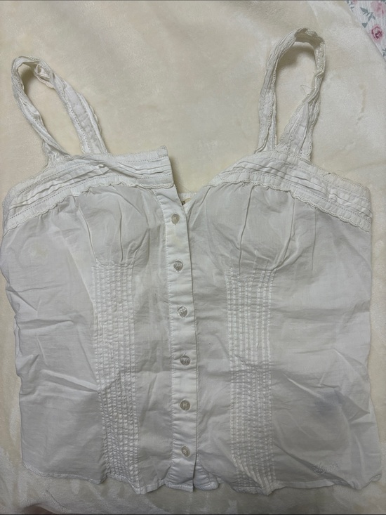 Guess Tops - Guess White Lace-Trim Button Cami